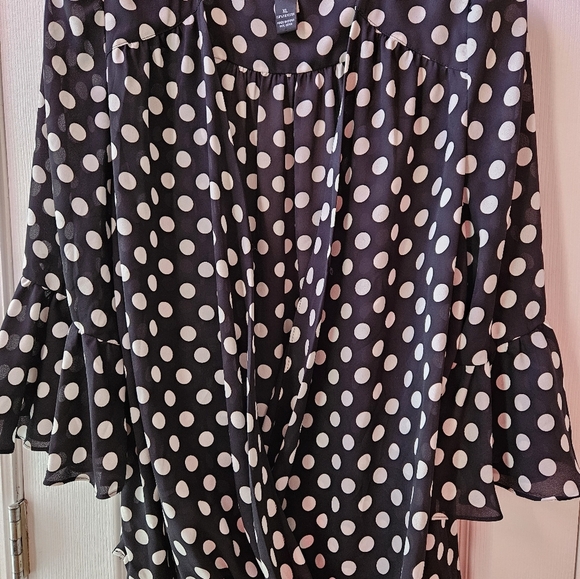 INC-International Concept- Women Black with White Polka Dots Blouse Extra Large - Picture 5 of 9